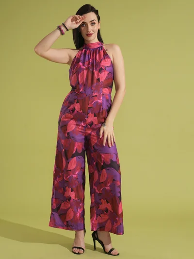 globus Women Round Neck Abstract Basic Jumpsuit