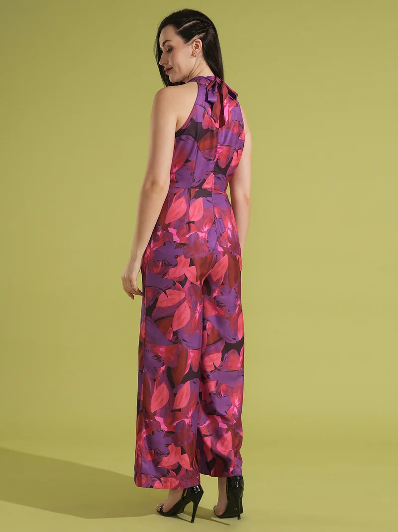 globus Women Round Neck Abstract Basic Jumpsuit
