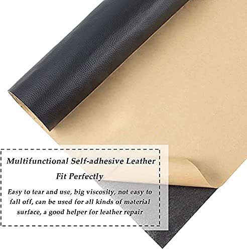 yorten Yorten Adhesive leather repair patch for upholstery leather repair tape self-adhesive genuine leather patch 30 x 60 patch leather adhesive for sofa (black)  - Image 2