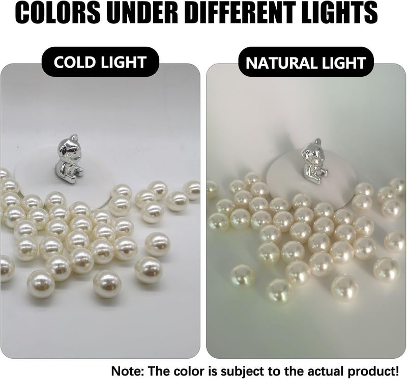 Luerbi White Floating Pearls | 150PCS White Pearls Bead for Centerpieces Vases, White No Hole Beads | 8/14/20 mm Floating Beads | White Vase Fillers, Vase Filler Pearl Party Decor - Image 3