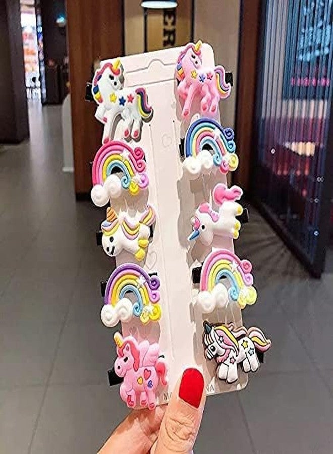 NEOBABY Hair Clips Set Rainbow Unicon Hairpin, Navratri Gift/Kanya Pujan Gift/Kanjak Gift Set/Best Return Gift Items Hair Accessories | Barrettes With Multi Design (Multicolour,Pack of 10 Pcs, Assorted) - Image 4
