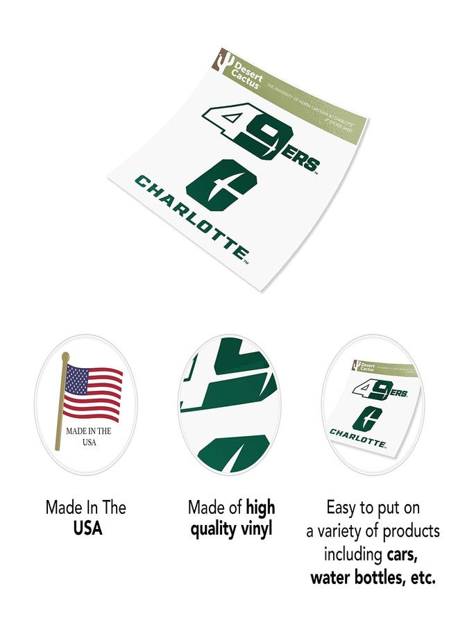 Desert Cactus University of North Carolina Charlotte Sticker UNCC Forty Niners 49ers Vinyl Decal Laptop Water Bottle Car Scrapbook (4 Inch Set V1) - Image 3
