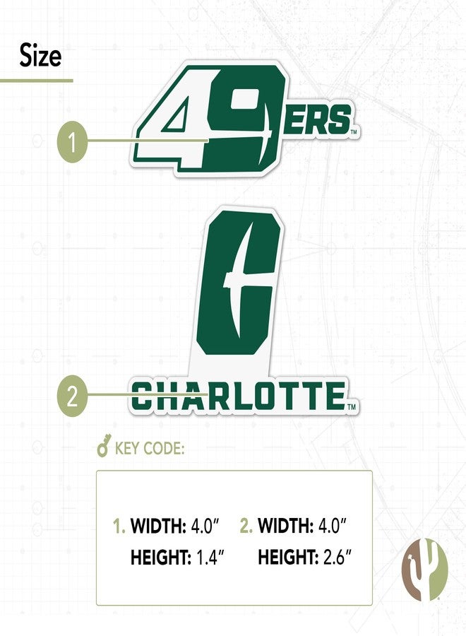 Desert Cactus University of North Carolina Charlotte Sticker UNCC Forty Niners 49ers Vinyl Decal Laptop Water Bottle Car Scrapbook (4 Inch Set V1) - Image 2