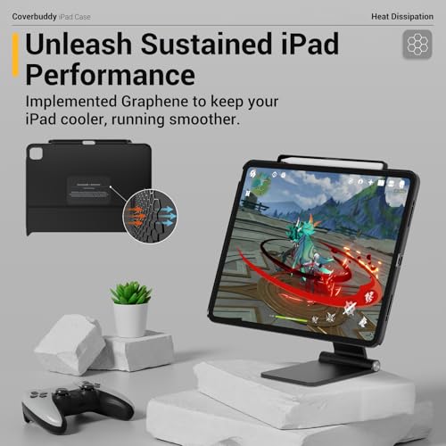 MAGEASY CoverBuddy for M5 & M4 iPad Pro 13" (2024-2025) - iPad Pro Case Compatible with Magic Keyboard for iPad Pro (M5 & M4), Enhanced Thickness & Heat Dissipation - New Black (Leather 5.05) - Image 4