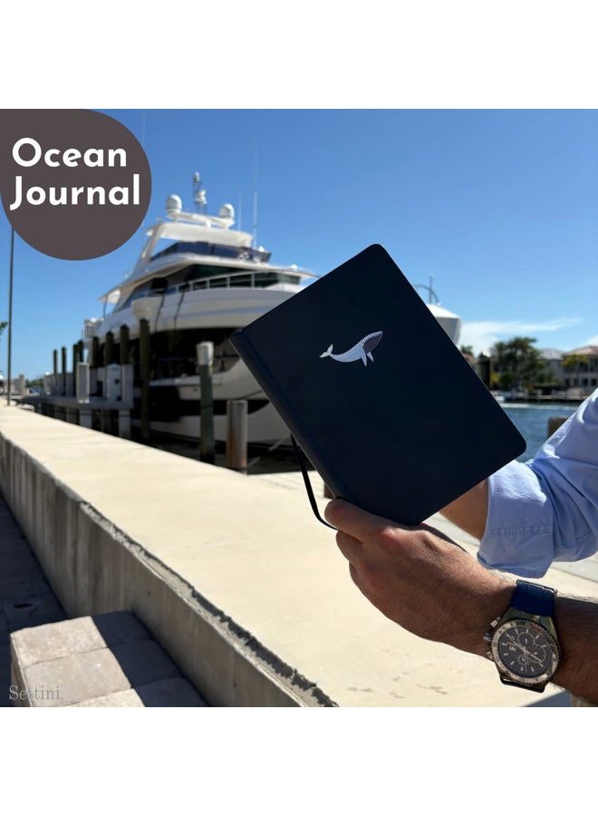 SETTINI Lined Journal, Ideal for Journaling - A5 Vegan Leather Notebook, 192 Archival-Quality Pages, QuillEase Bleed-Free Paper, Inner Pocket & Bookmark - Whale Gifts, Navy Whale - Image 4