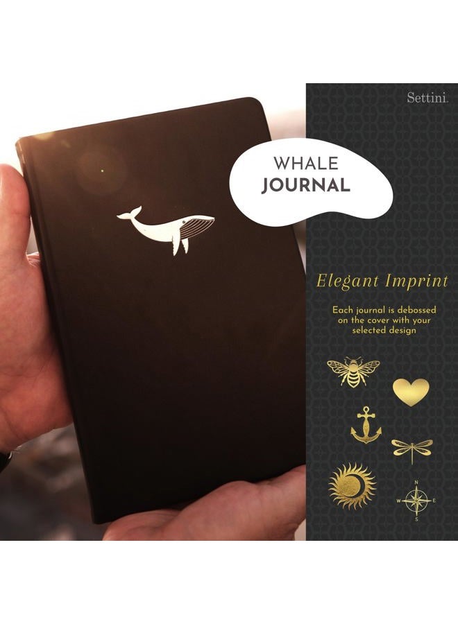 SETTINI Lined Journal, Ideal for Journaling - A5 Vegan Leather Notebook, 192 Archival-Quality Pages, QuillEase Bleed-Free Paper, Inner Pocket & Bookmark - Whale Gifts, Navy Whale - Image 3