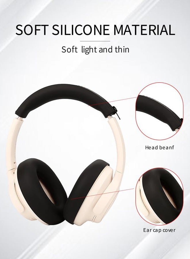 WUNIAK Silicone Case Cover for Soundcore by Anker Q20i Hybrid Active Noise Cancelling Headphones,Ear Caps Cover/Headband Cover for Life Q20i,Anti-Scratch Accessories Soft Silicone Protector.(Black) - Image 4