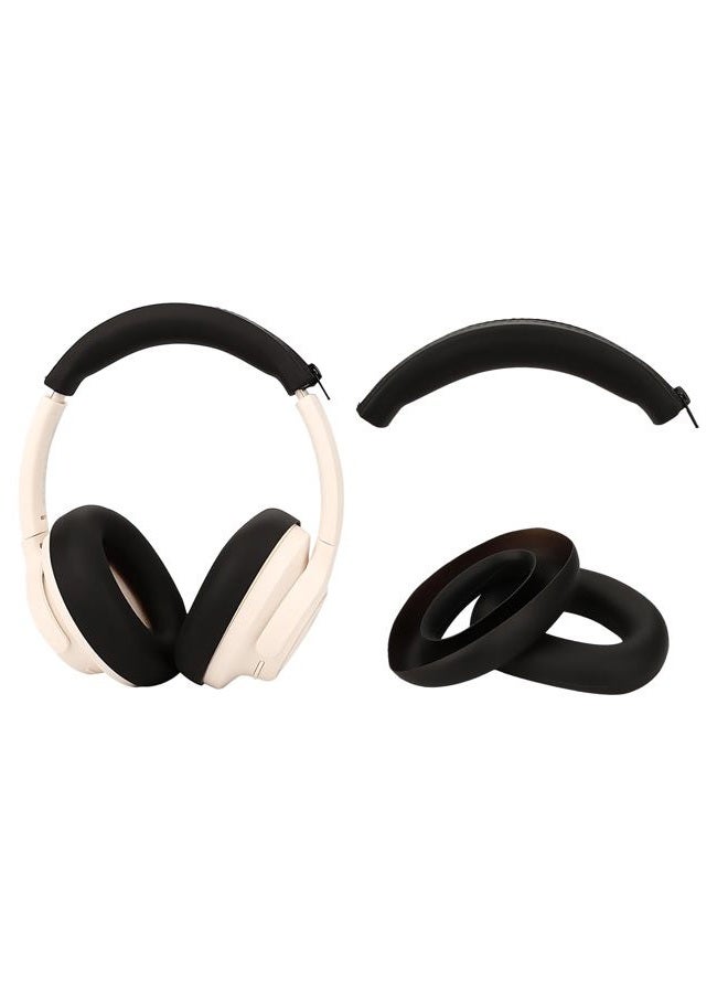 WUNIAK Silicone Case Cover for Soundcore by Anker Q20i Hybrid Active Noise Cancelling Headphones,Ear Caps Cover/Headband Cover for Life Q20i,Anti-Scratch Accessories Soft Silicone Protector.(Black) - Image 1