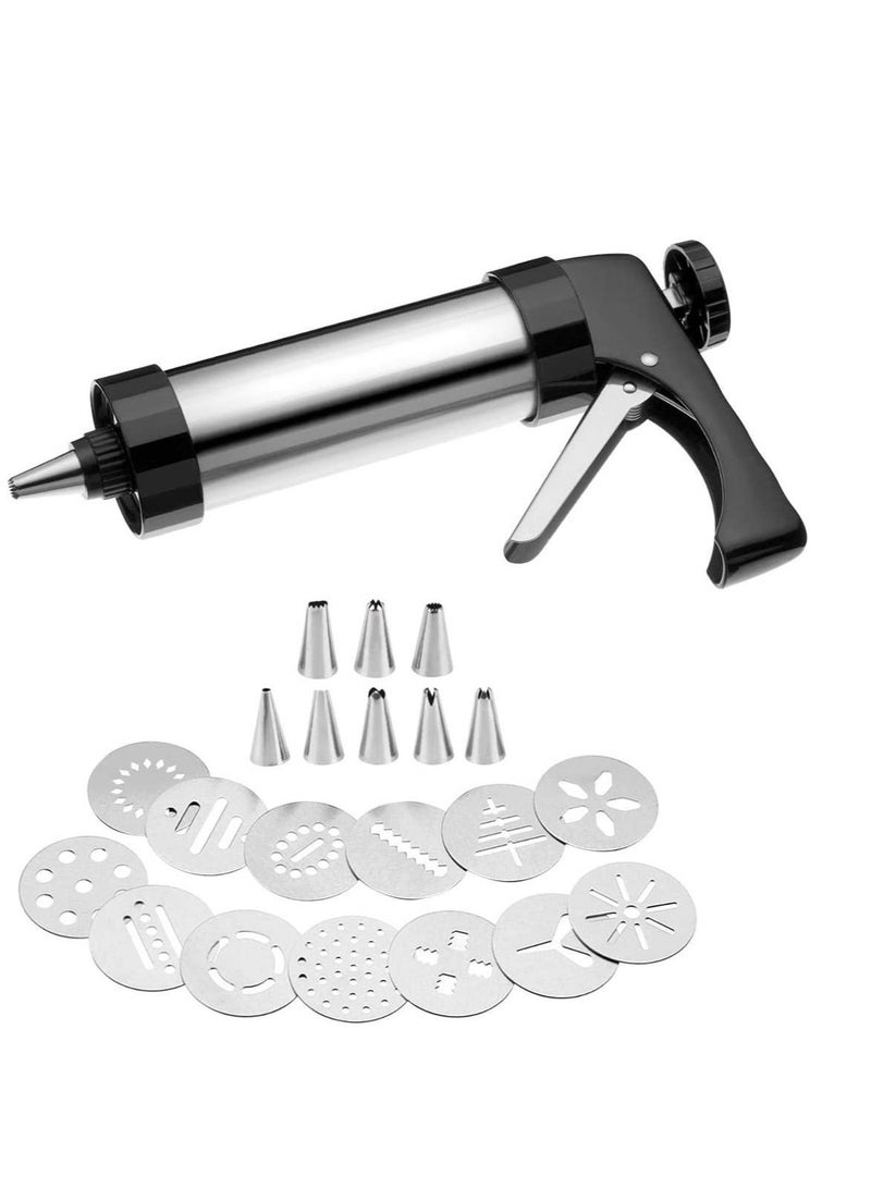 Cake and Cupcake Rocket Set with Stainless Steel Discs Best Cookie Maker Set Includes 13 Cookie Disc Shapes 8 Decorating Nozzles  - Image 1