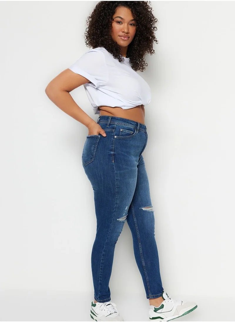 Trendyol Curve High Waist Distressed Skinny Jeans