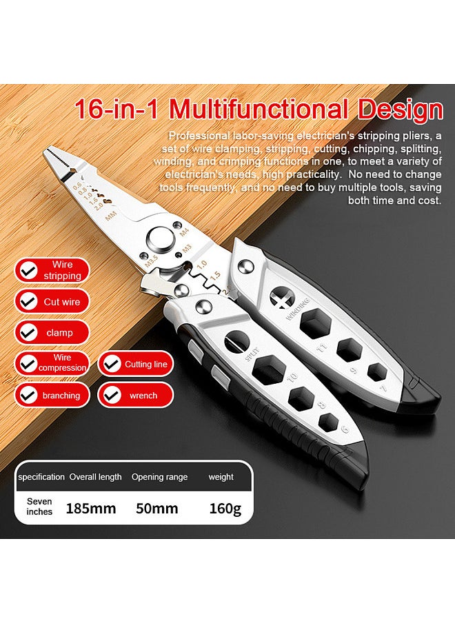 Generic 16in1 Multifunctional Wire Stripper Professional Wire Stripping Tool Portable Electric Cable Cutter Electrician Crimping Pliers  - Image 4