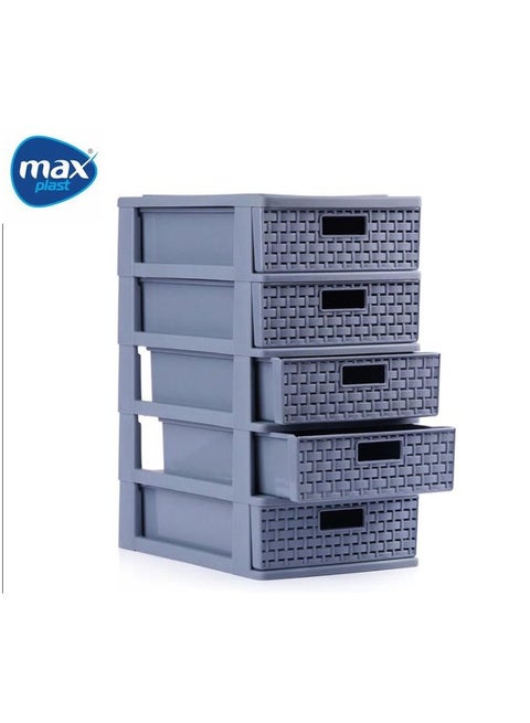 Max Plast 5-Tier Drawer Unit - Versatile Plastic Storage Organizer for Accessories, Makeup, and Office - Stylish Design - Multi-Color