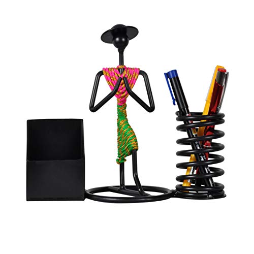 D&V ENGINEERING - Creative in innovation D&V Engineering Namaste Welcome Gesture Pen/Pencil and Visiting Card Holder with Indian Pink/Green Dressed Lady - Image 4