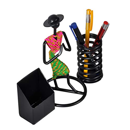D&V ENGINEERING - Creative in innovation D&V Engineering Namaste Welcome Gesture Pen/Pencil and Visiting Card Holder with Indian Pink/Green Dressed Lady - Image 3