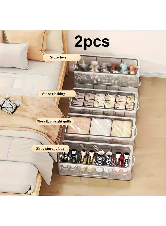 Upgraded 2 Pack Foldable Transparent Shoe Storage Box With Heavy Duty Steel Frame - Image 1