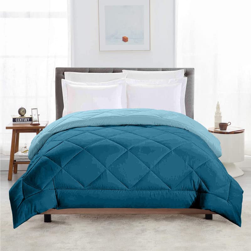 TUNDWAL'S TUNDWALS Microfiber Reversible Solid Extra Comfort Soft ComforterBlanket Double Bed 200 GSM Sea Green Sky Blue1 Piece - Image 1