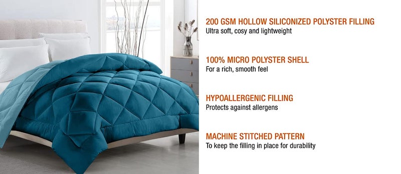 TUNDWAL'S TUNDWALS Microfiber Reversible Solid Extra Comfort Soft ComforterBlanket Double Bed 200 GSM Sea Green Sky Blue1 Piece - Image 3