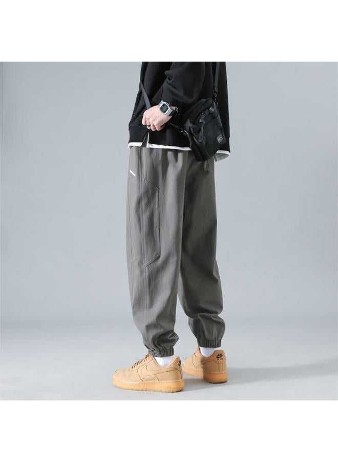 Homlean American Workwear Casual Pants Men Autumn Trendy Loose Jogger Trousers Hk20 Gray 5XL - Image 3