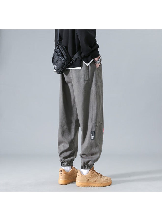 Homlean American Workwear Casual Pants Men Autumn Trendy Loose Jogger Trousers Hk20 Gray 5XL - Image 5