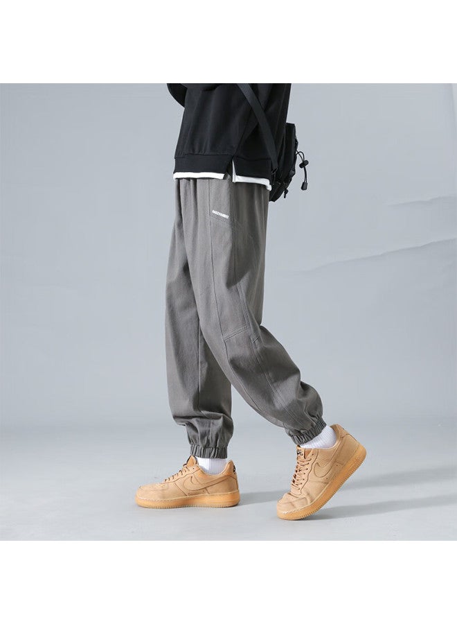 Homlean American Workwear Casual Pants Men Autumn Trendy Loose Jogger Trousers Hk20 Gray 5XL - Image 4