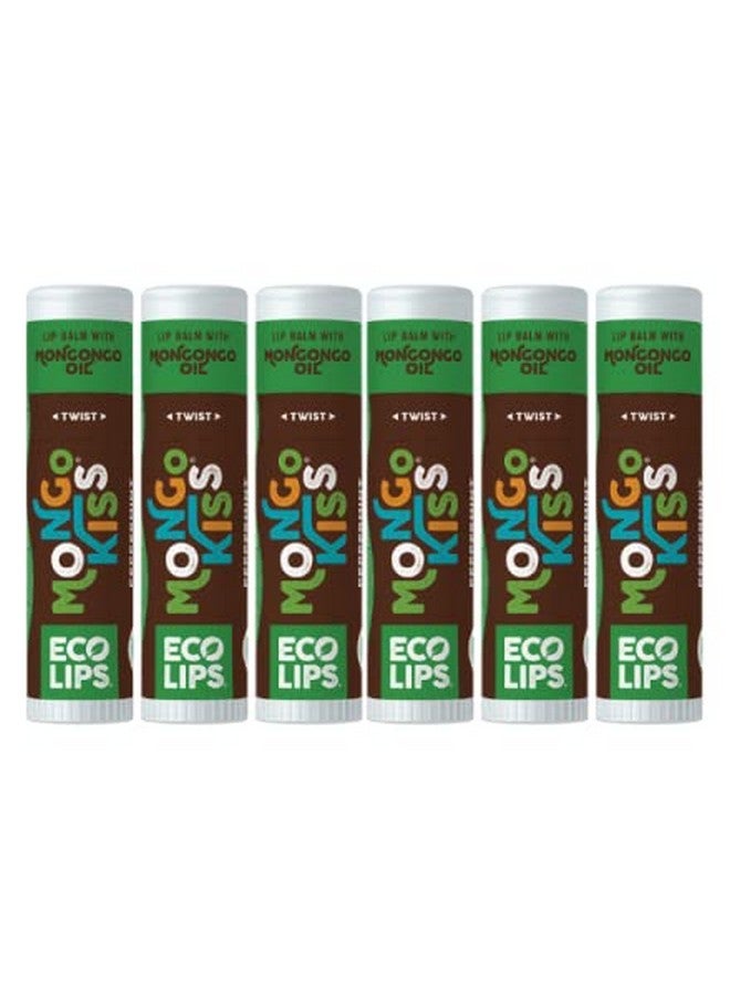 Eco Lips LIP BALM Mongo Kiss 6-Pack (6 tubes) by Eco Lips 100% Organic Beeswax & Cocoa Butter Lip Care with Organic Mongongo Oil - Soothe & Moisturize Dry & Cracked Lips - Made in USA. (Peppermint) - Image 1