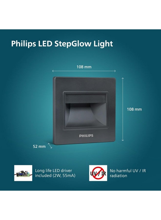 PHILIPS 2W Decorative LED Step Light | StepGlow Surface Mounted Anthracite Outdoor LED Stair Light | Warm White, Pack of 1-Acrylonitrile Butadiene Styrene - Image 5