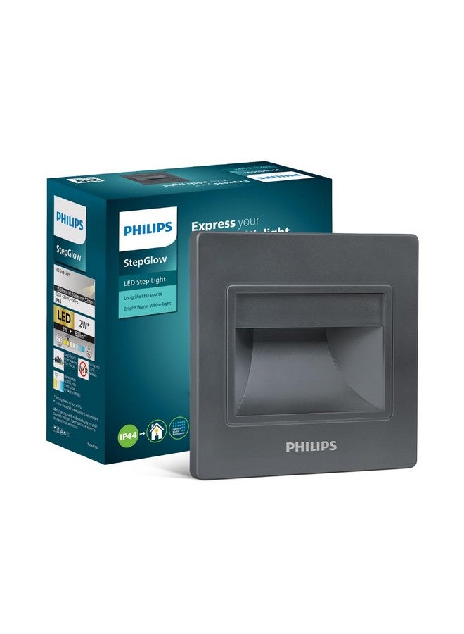 PHILIPS 2W Decorative LED Step Light | StepGlow Surface Mounted Anthracite Outdoor LED Stair Light | Warm White, Pack of 1-Acrylonitrile Butadiene Styrene - Image 1