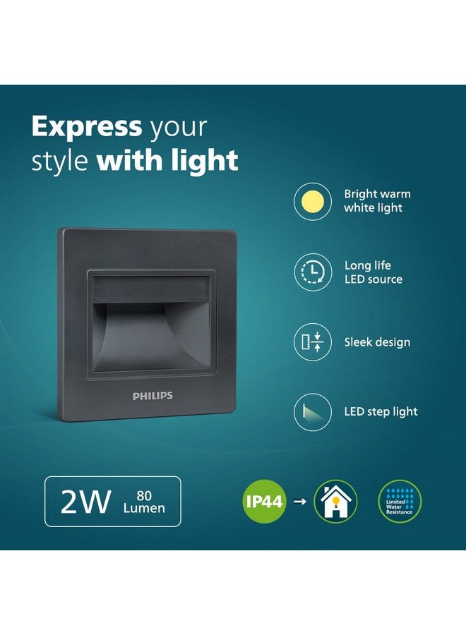 PHILIPS 2W Decorative LED Step Light | StepGlow Surface Mounted Anthracite Outdoor LED Stair Light | Warm White, Pack of 1-Acrylonitrile Butadiene Styrene - Image 2