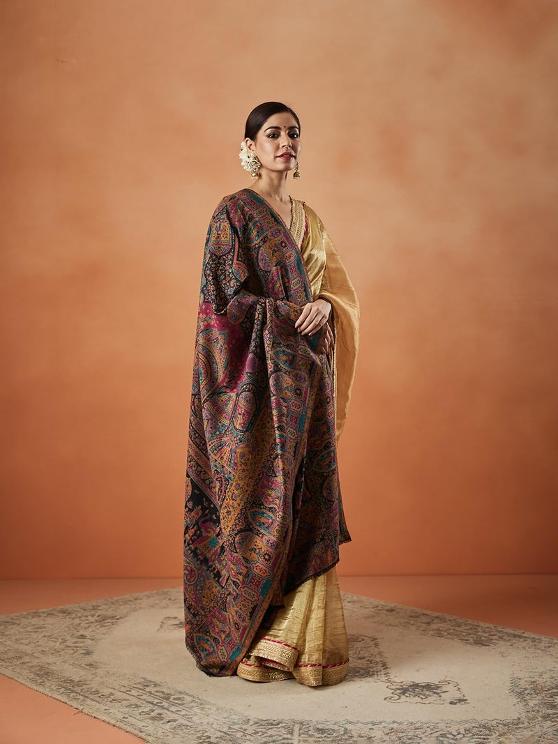 Pashmoda Women Surmai Kaani Wool Blend Kashmiri Shawl (Size: 101X203 CM) - Image 2
