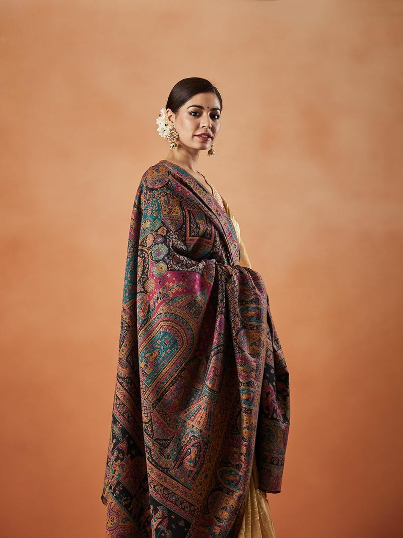 Pashmoda Women Surmai Kaani Wool Blend Kashmiri Shawl (Size: 101X203 CM) - Image 5