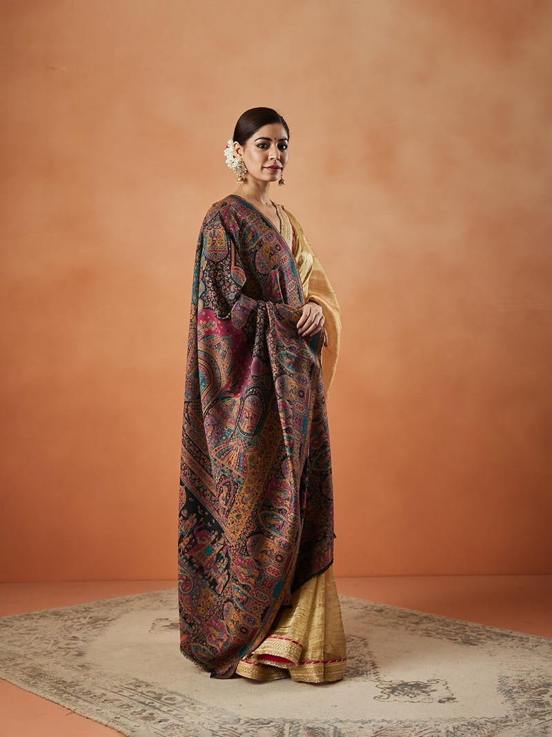 Pashmoda Women Surmai Kaani Wool Blend Kashmiri Shawl (Size: 101X203 CM) - Image 3