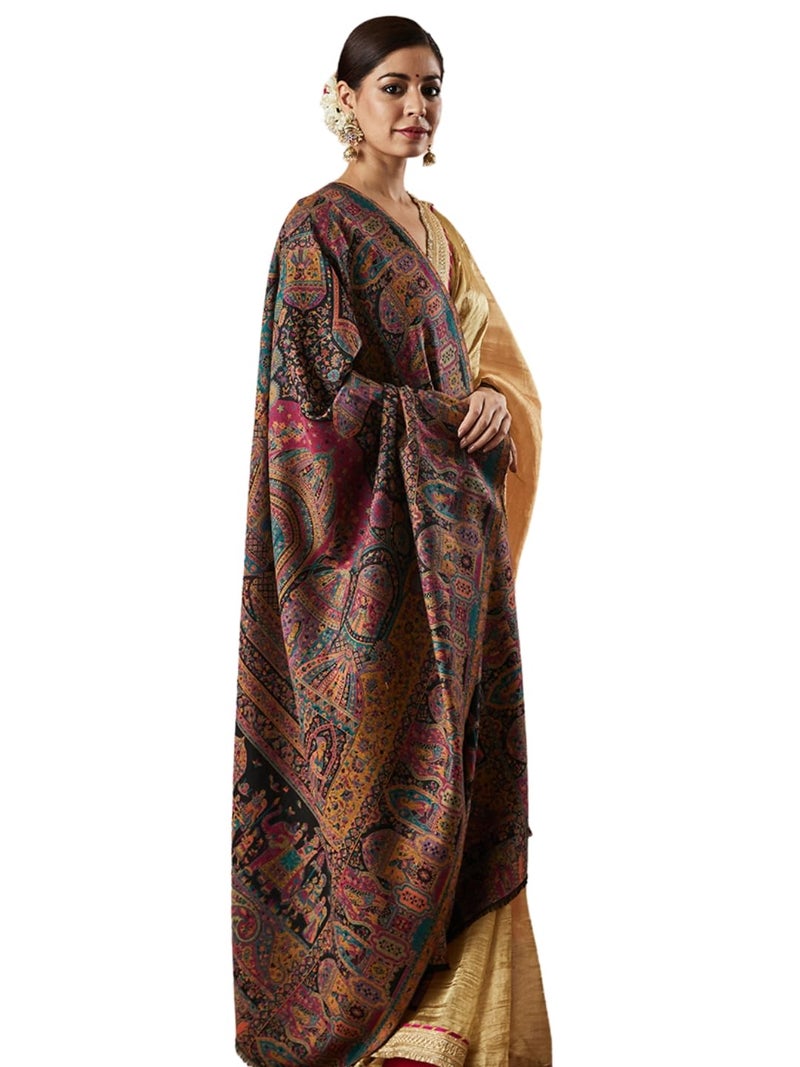 Pashmoda Women Surmai Kaani Wool Blend Kashmiri Shawl (Size: 101X203 CM) - Image 1