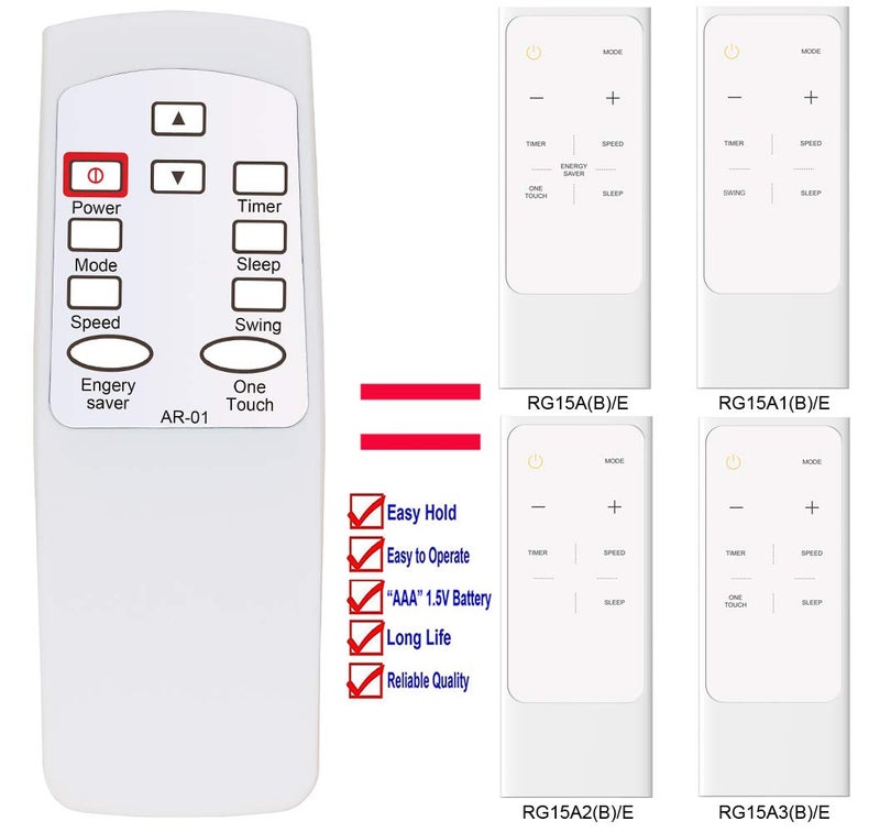 YING RAY HA-AR-01 Replacement for Ocean Breeze Air Conditioner Remote Control RG15A(B) RG15A(B)/E RG15A1(B)/E RG15A2(B)/E RG15A3(B)/E (This is not a Universal Ocean Breeze AC Remote Control) - Image 2
