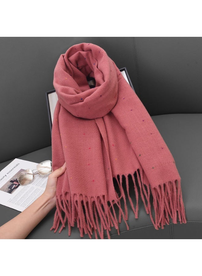آي إس آي وشاح شتوي أنيق بلون موحد للنساء، شال دافئ ناعم محبوك - Image 2