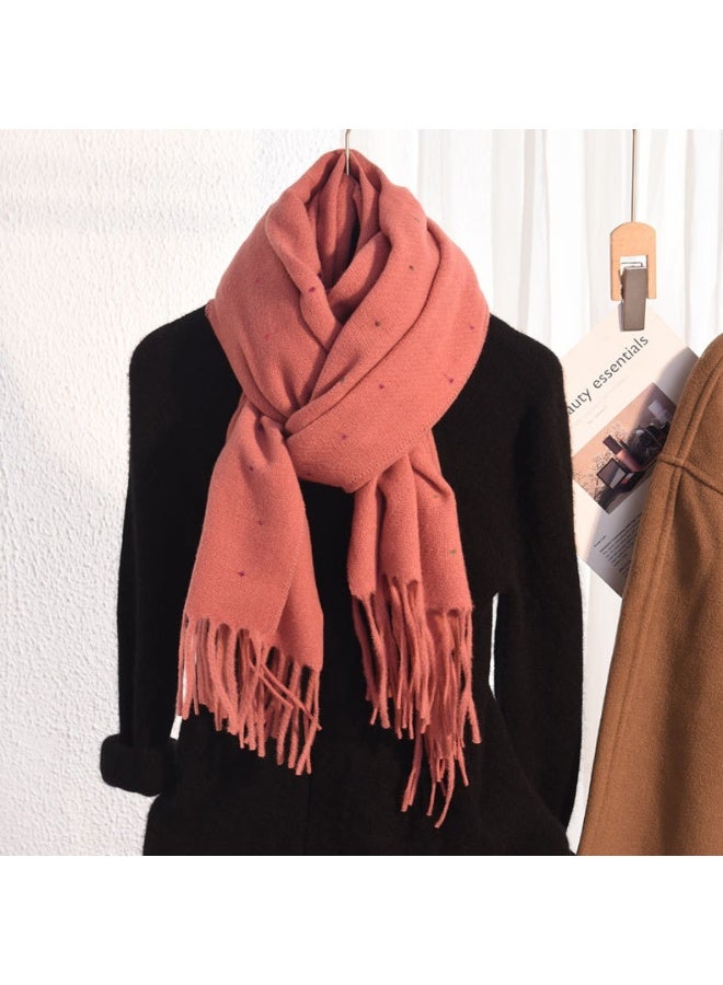 آي إس آي وشاح شتوي أنيق بلون موحد للنساء، شال دافئ ناعم محبوك - Image 3