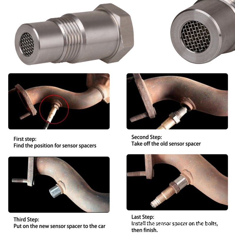 M18*1.5 Car O2 Oxygen Sensors Protective Plug Adapter Stainless Steel Engine Light Eliminator Adapter with Filter - Image 5