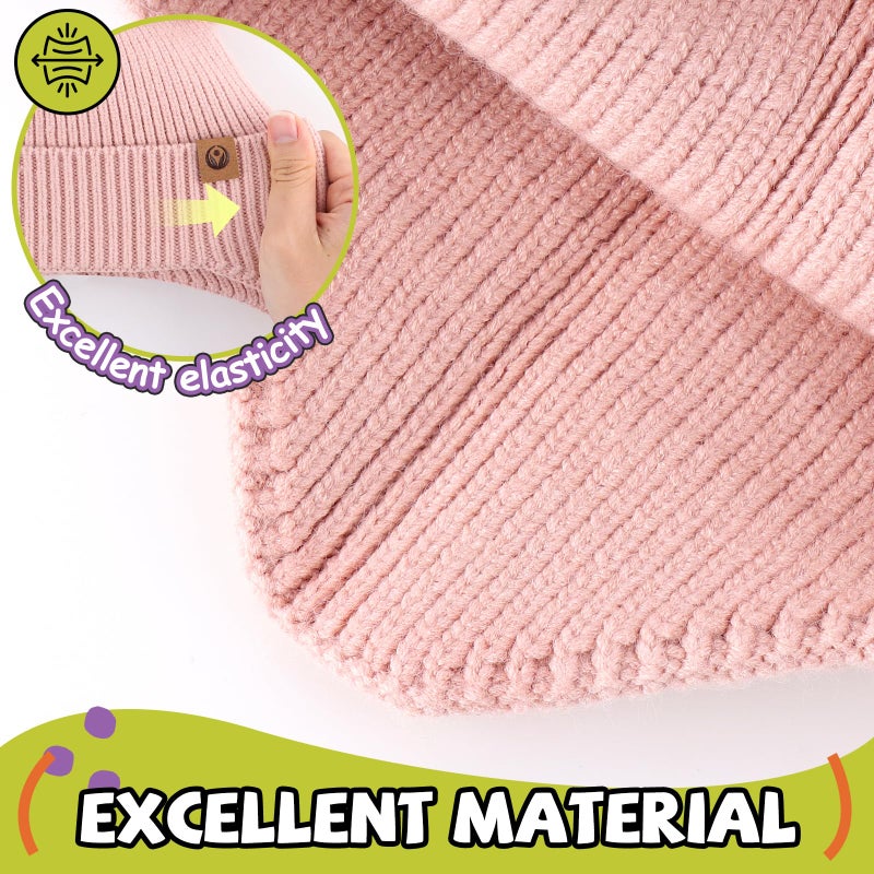Otoyzy Kids Beanie hat Infant Winter Hat Cap Pom Pom Soft Warm Hat Fleece Lined Knit Cap for Boys Girls(6-12M,Pink) - Image 2