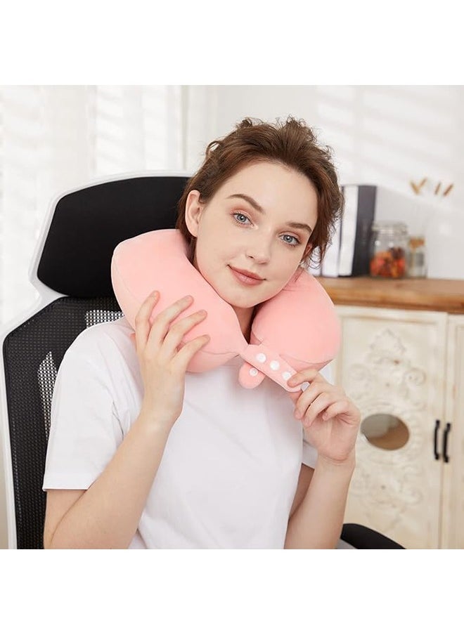 Arabest Travel Neck Pillow, Best Memory Foam Airplane Pillow for Head Support Soft Adjustable Pillow for Plane, Car & Home Recliner Use (Pink)  - Image 4