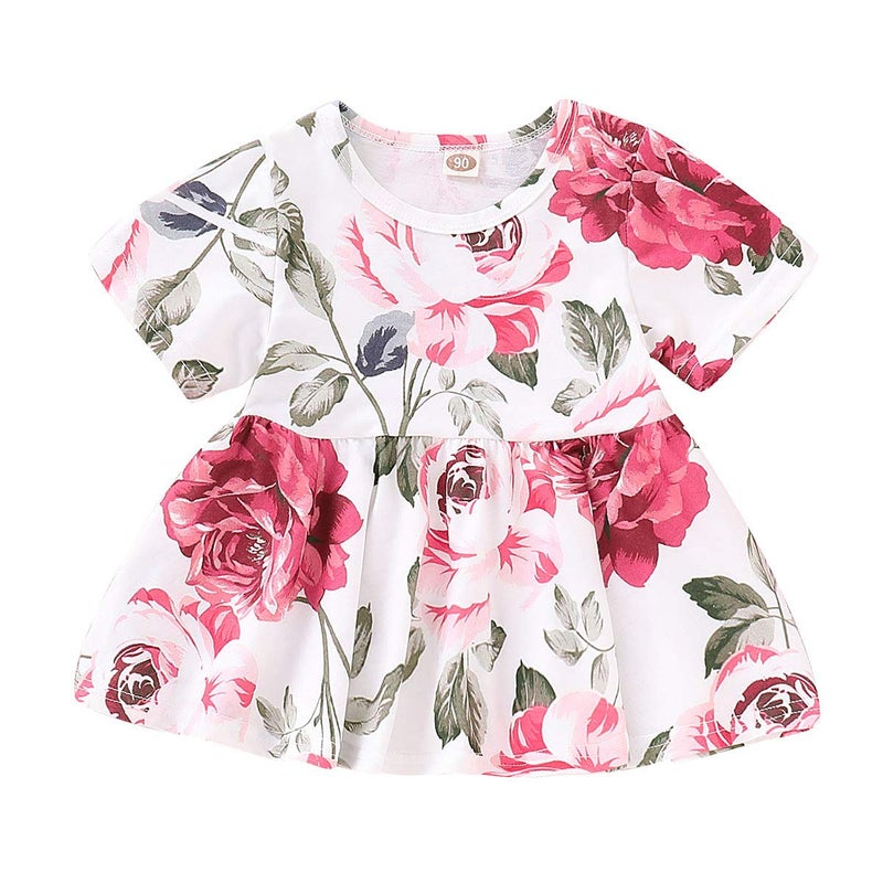 CARETOO Girls Clothes Outfits, Cute Baby Girl Floral Short Sleeve Pant Set Flower Ruffle Top - Image 2