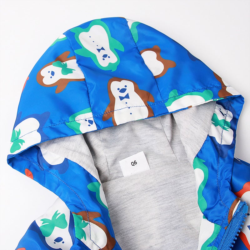 New Autumn Children'S Clothing Export To Europe And America Cartoon Penguin Jacket Boys Coats Hooded Connected Coat - Image 3