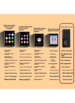 ماركة غير محددة شاشة تعمل باللمس Mp4 Bluetooth Student Walkman Mp3 مشغل موسيقى محمول شاشة صغيرة لطيفة قاموس إنجليزي - لون الجسم: 2.0 بوصة موديل كلاسيكي [إصدار زر] بدون سعة ذاكرة بلوتوث: 16 جم [كابل بيانات + Otg مزدوج + حافظة واقية]  - Image 1