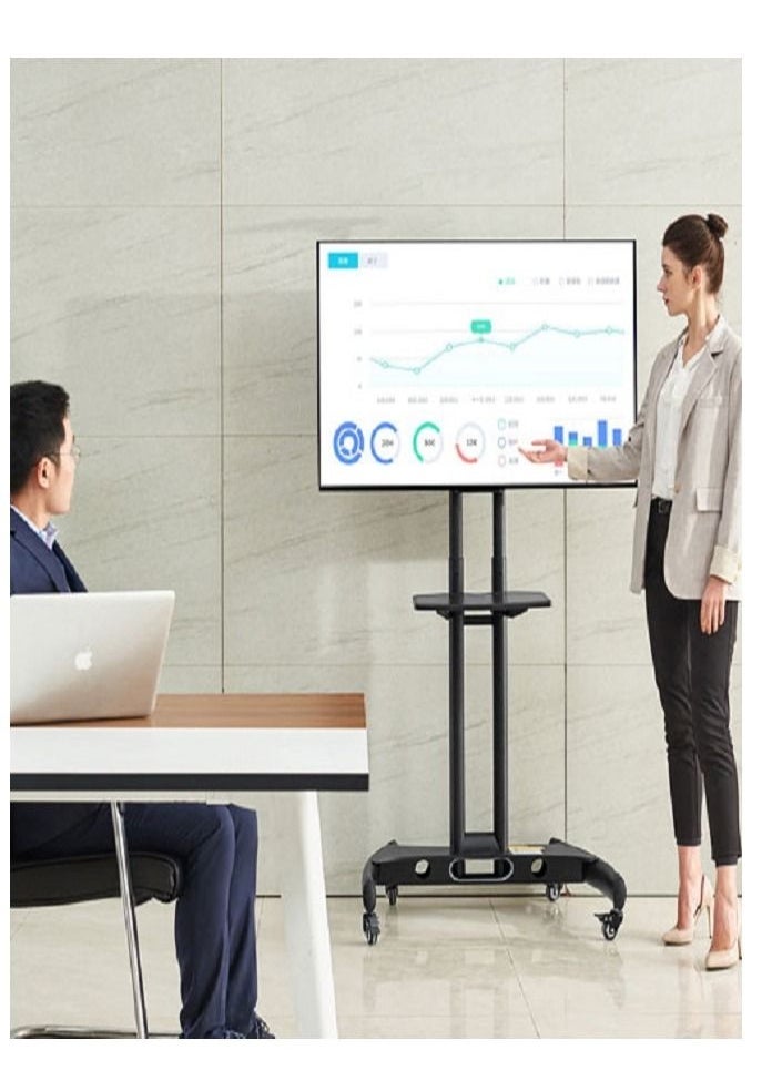 TV Stand With Lockable Wheels For 32-70 Inch TVs Black - Image 3