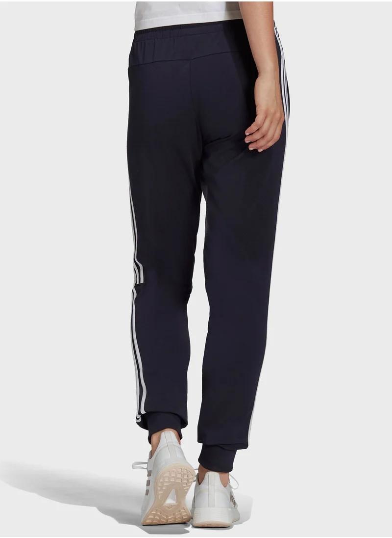 Adidas 3 Stripe Logo Cuffed Sweatpants