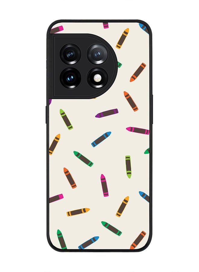 Stylizedd Rugged Black edge case for OnePlus 11R 5G / OnePlus Ace 2 Slim fit Soft Case Flexible Rubber Edges Anti Drop TPU Gel Thin Cover - Crayon Pary  - Image 1