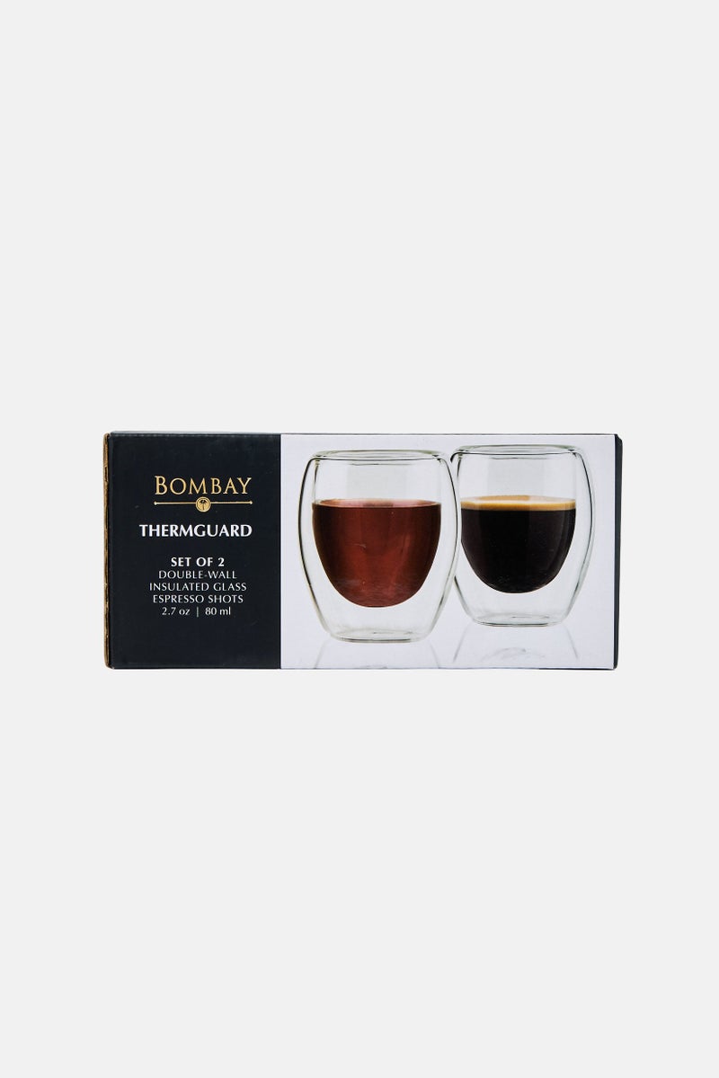 Bombay 2Pcs Double Wall Insulated Glass Espresso Shots 80ml, Transparent - Image 2