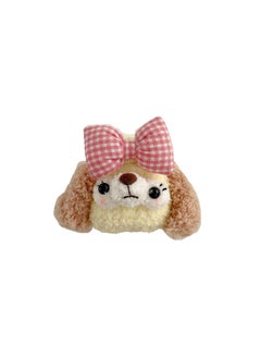 Cute Plush Bowknot Dog For Airpods Pro2 Protective Case 2/3 Generation For Apple Bluetooth Headset Case-Color:Plush Plaid Bow Cake-Applicable Model:Airpods Generation 3