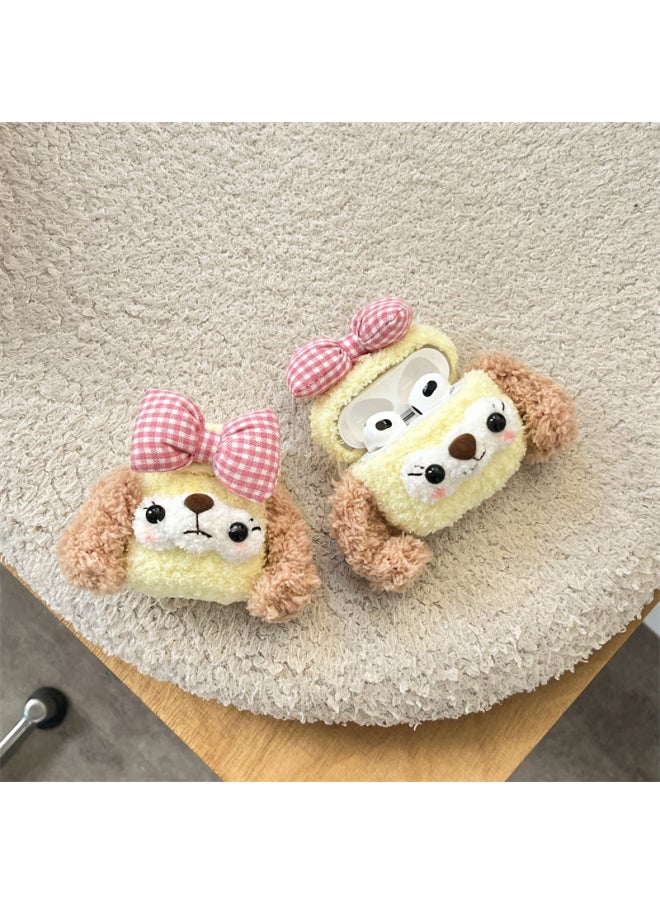 Generic - Cute Plush Bowknot Dog For Airpods Pro2 Protective Case 2/3 Generation For Apple Bluetooth Headset Case-Color:Plush Plaid Bow Cake-Applicable Model:Airpods Generation 3 - Image 1