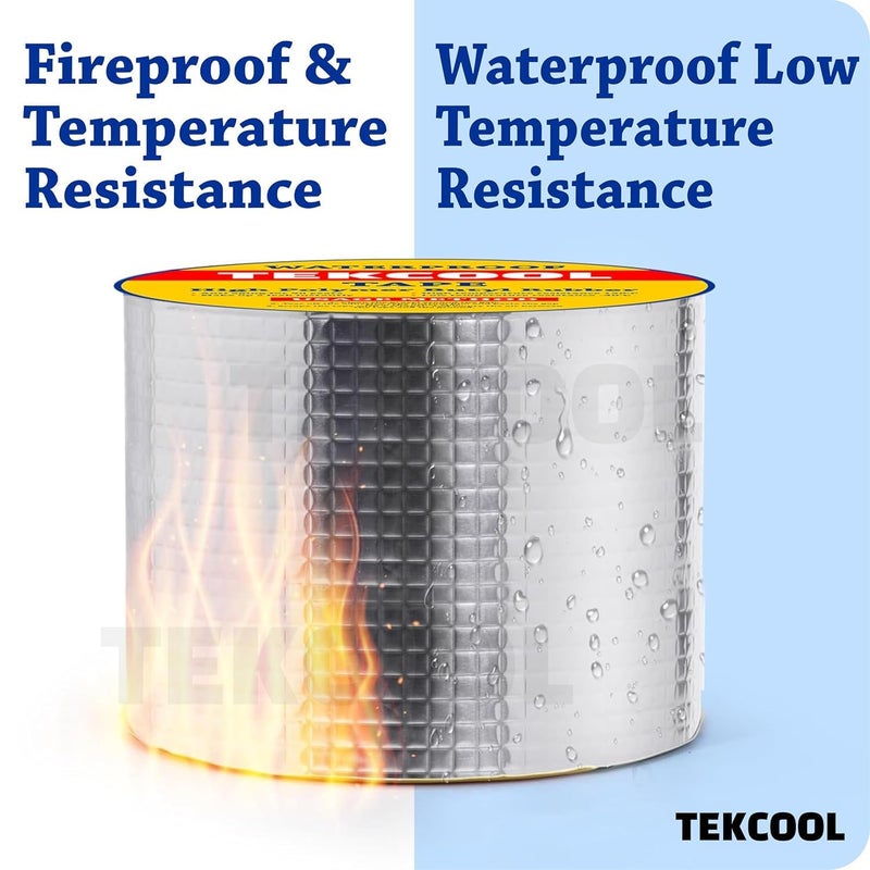 TEKCOOL شريط لاصق قوي للغاية مقاوم للماء للإصلاح الدائم من الألمنيوم بيوتل مناسب لتسرب السقف، شقوق السطح، فجوات حواف النوافذ، ختم القوارب، تجديد المنازل (5 سم * 5 م (عبوة من 2)). - Image 3