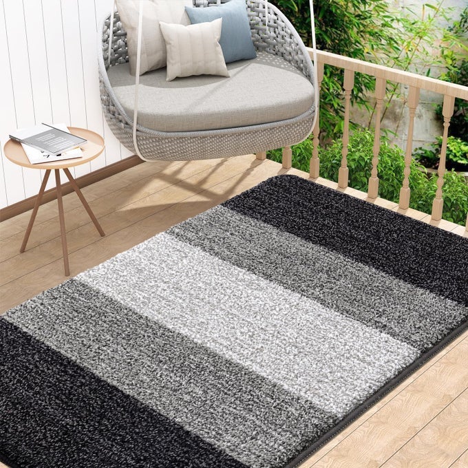 INDOOR OUTDOOR DOOR MAT 48X32 NONSLIP ABSORBENT DIRT TRAPPER LOWPROFILE WASHABLE INSIDE ENTRANCE FRONT FLOOR MAT STURDY SOFT ENTRY DOORMATS FOR ENTRYWAY GREY
