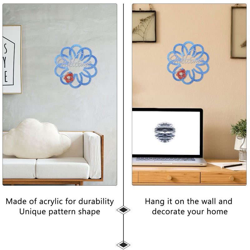 2pcs Flower Welcome Sign Iron Wall Hanging Decor Flower Front Porch Door Decor - Image 4